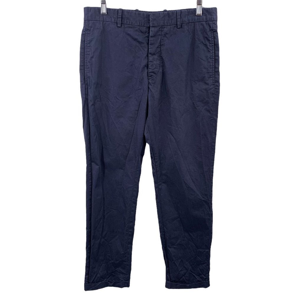 MARNI Navy Blue Cotton Poplin Ankle Pants Size 46